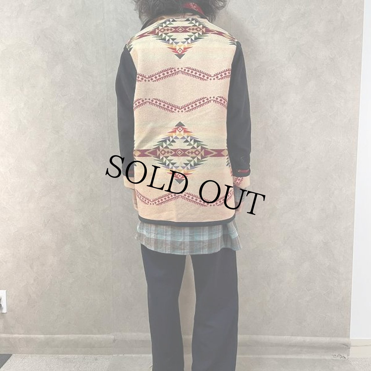 画像8: VINTAGE ネイティブ柄 コンチョボタン リバーシブル ウールラグジャケット (8)