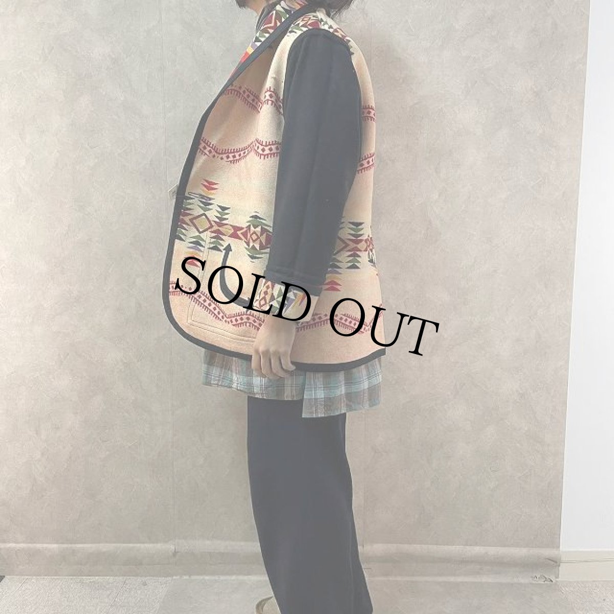 画像7: VINTAGE ネイティブ柄 コンチョボタン リバーシブル ウールラグジャケット (7)