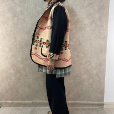 画像7: VINTAGE ネイティブ柄 コンチョボタン リバーシブル ウールラグジャケット (7)