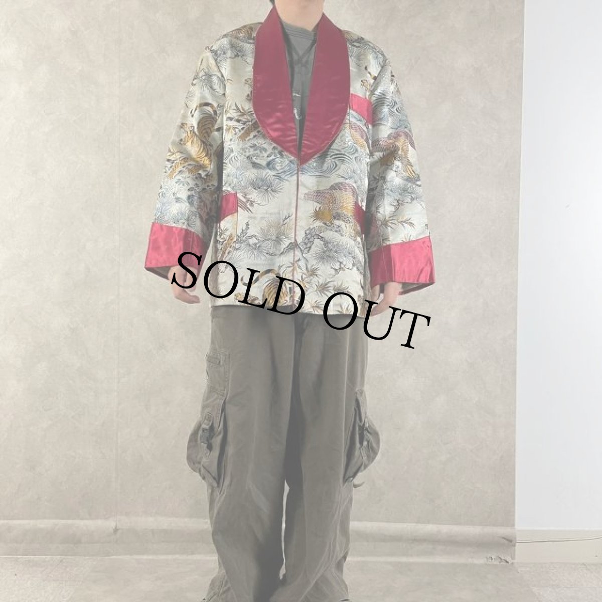 画像2: 和柄 絹織りガウン M (2)