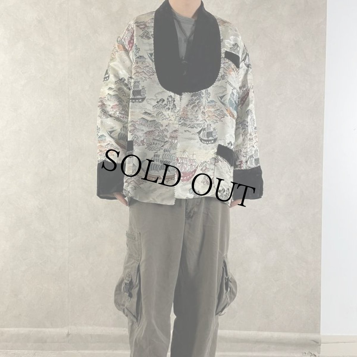 画像2: 和柄 絹織りガウン (2)