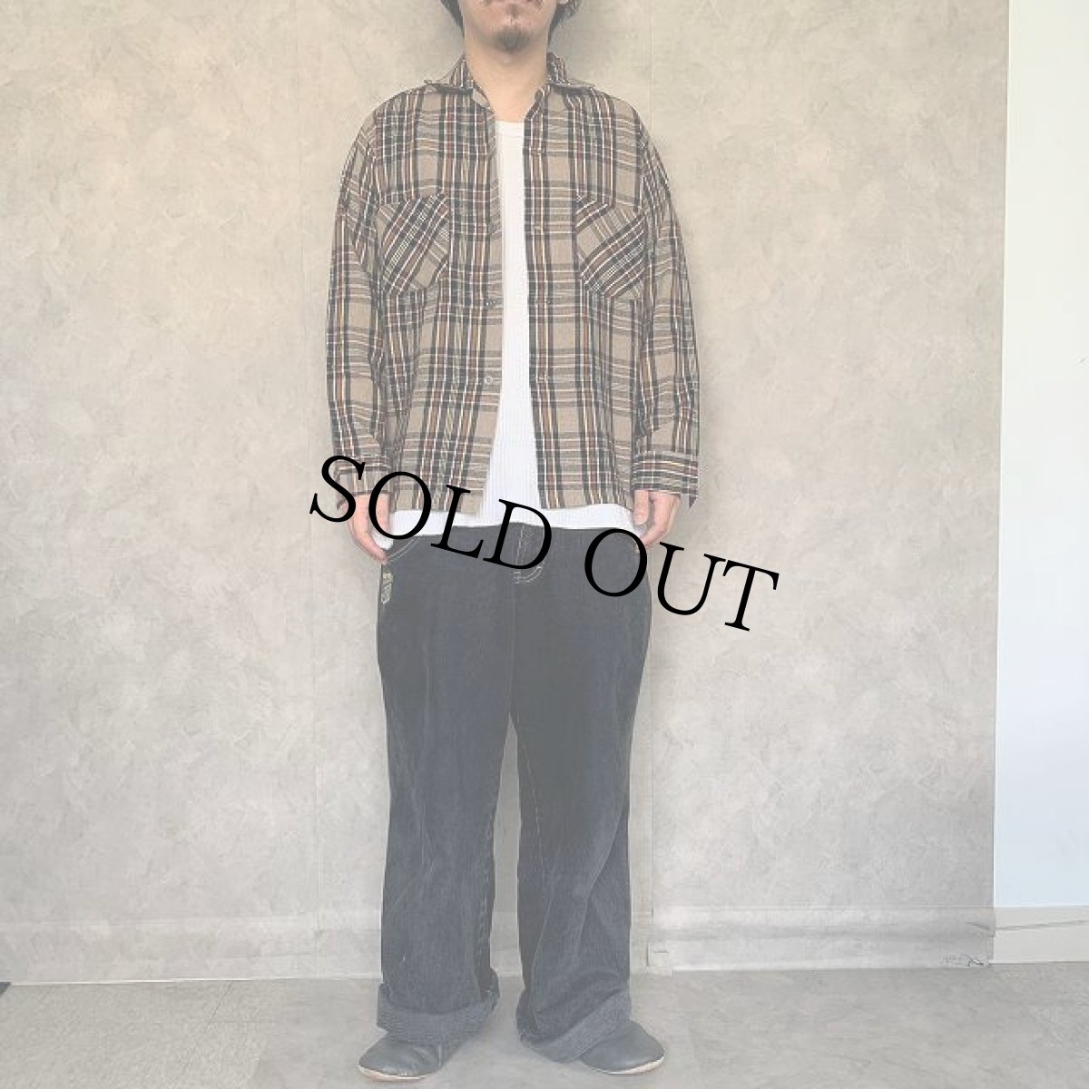 画像2: 60's Solbro チェック柄オープンカラーウールシャツ M (2)