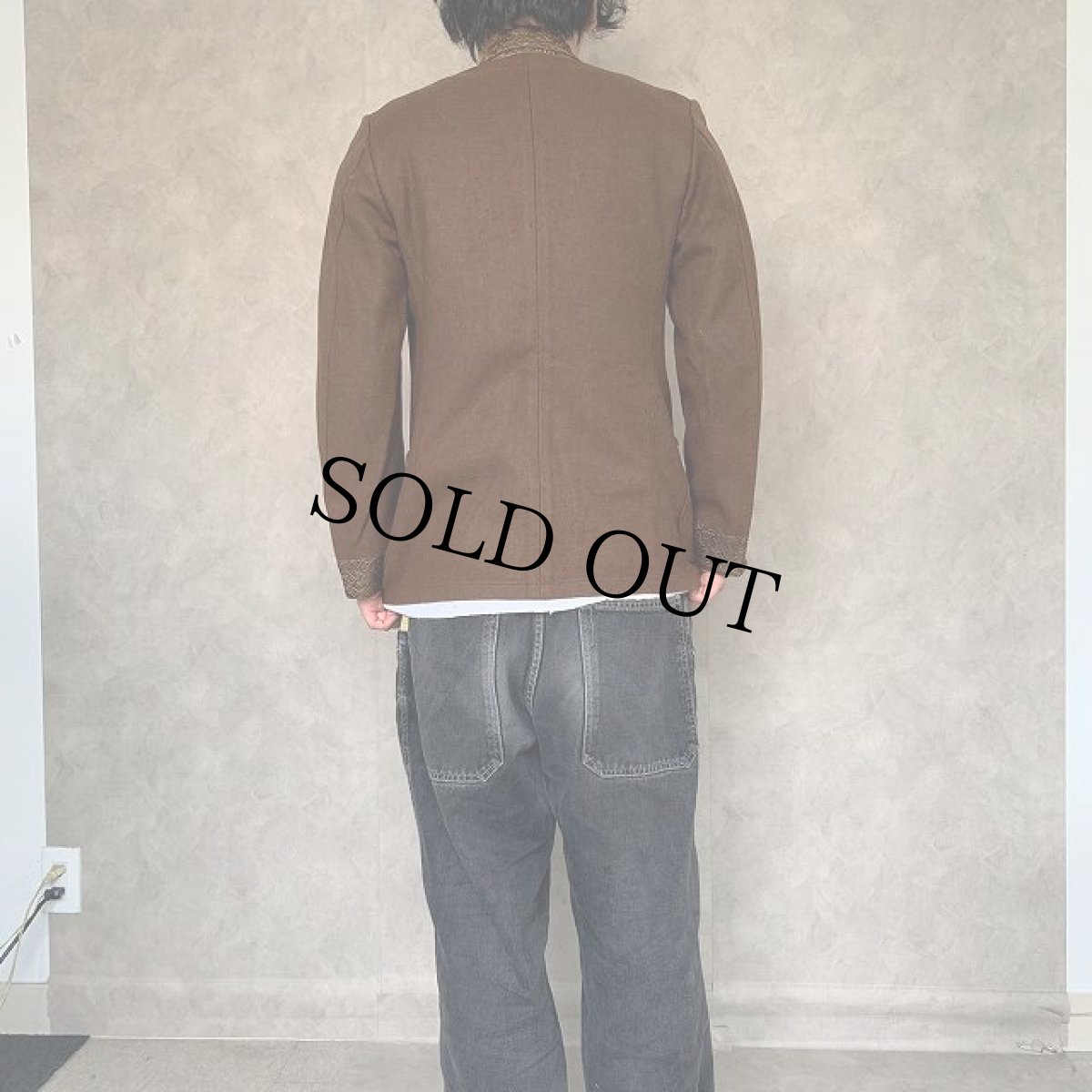 画像4: 30〜40's ツートーン ウール スモーキングジャケット (4)