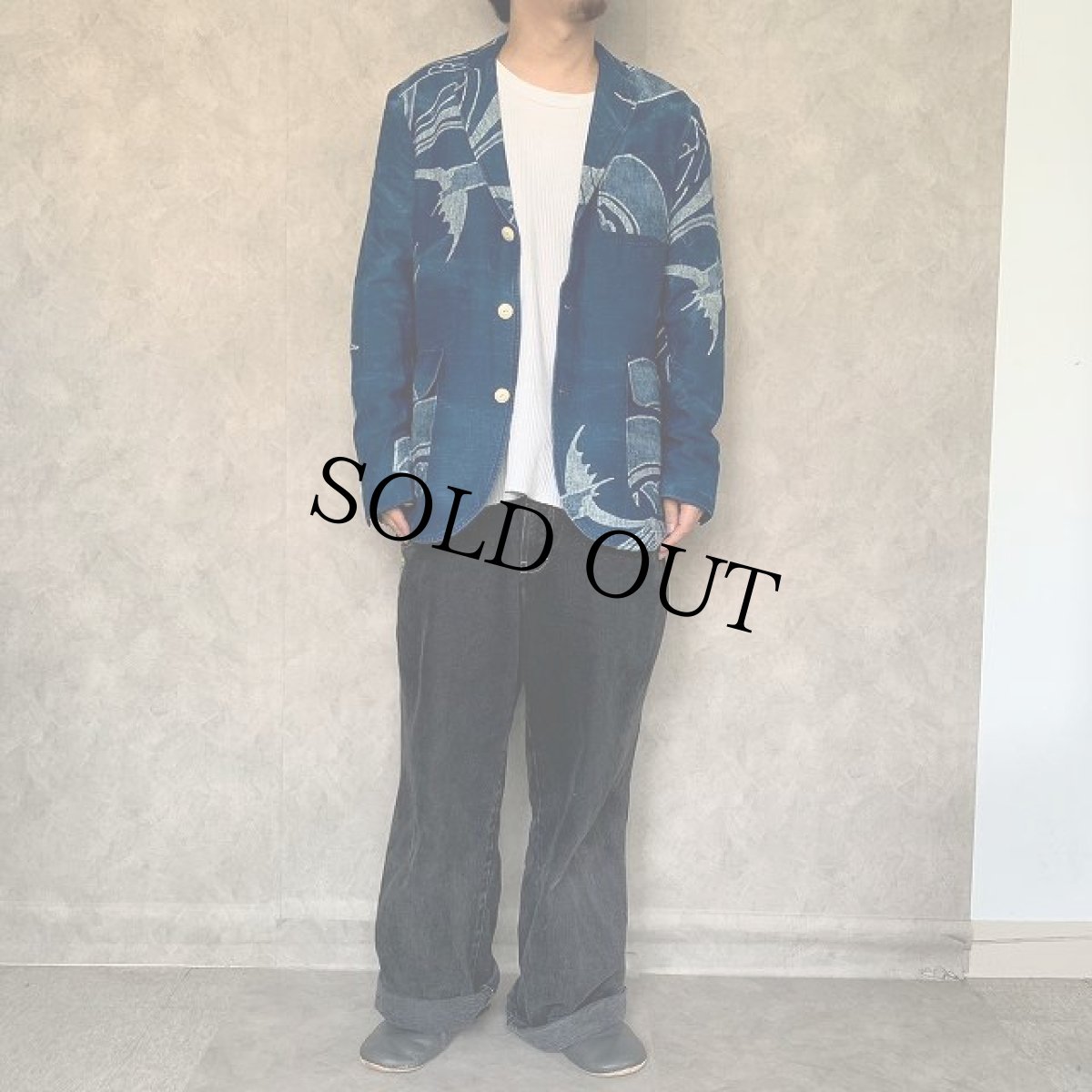 画像2: POLO Ralph Lauren 藍染め コットンリネン テーラードジャケット 40R (2)