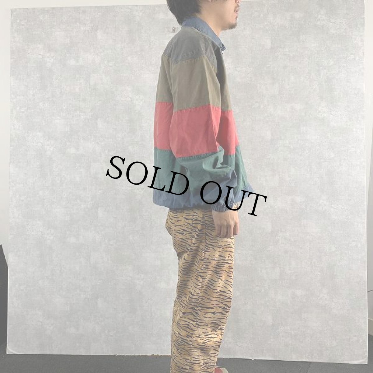 画像3: 90's Norm Thompson マルチボーダー柄 コットンプルオーバーシャツジャケット M (3)