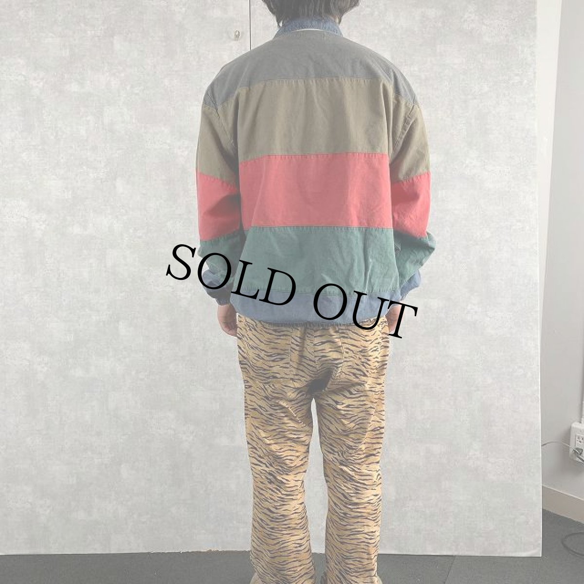 画像4: 90's Norm Thompson マルチボーダー柄 コットンプルオーバーシャツジャケット M (4)