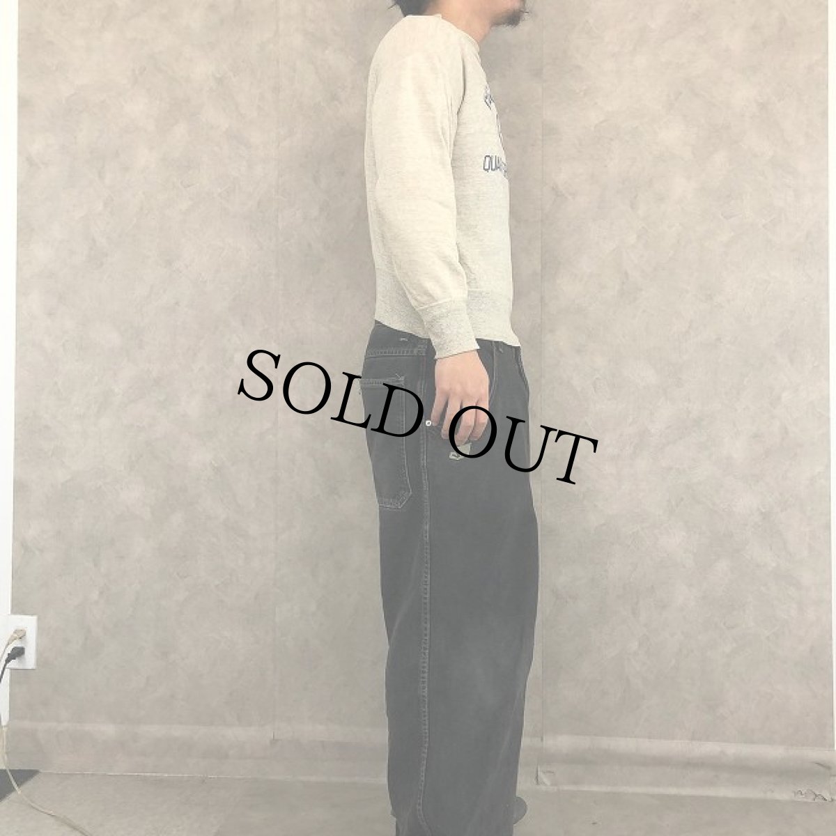 画像3: 40's U.S.ARMY "Quartermaster Corps" ミリタリーフロッキープリント両Vスウェット SIZE38 (3)