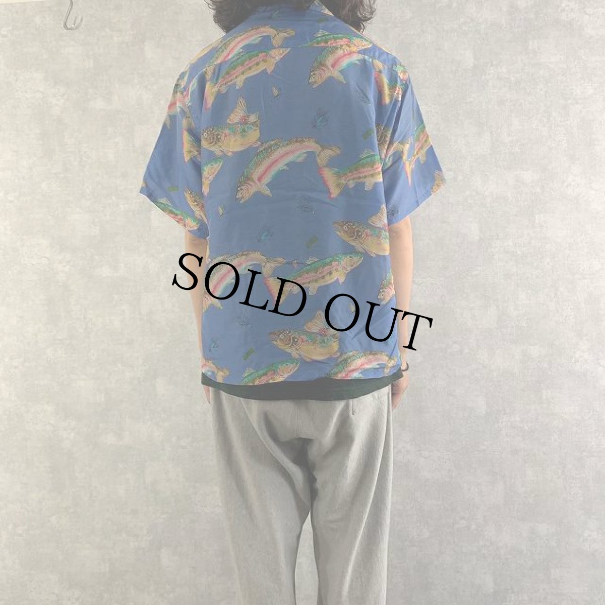 画像5: 80's Patagonia pataloha "トラウト" レーヨンアロハシャツ M (5)