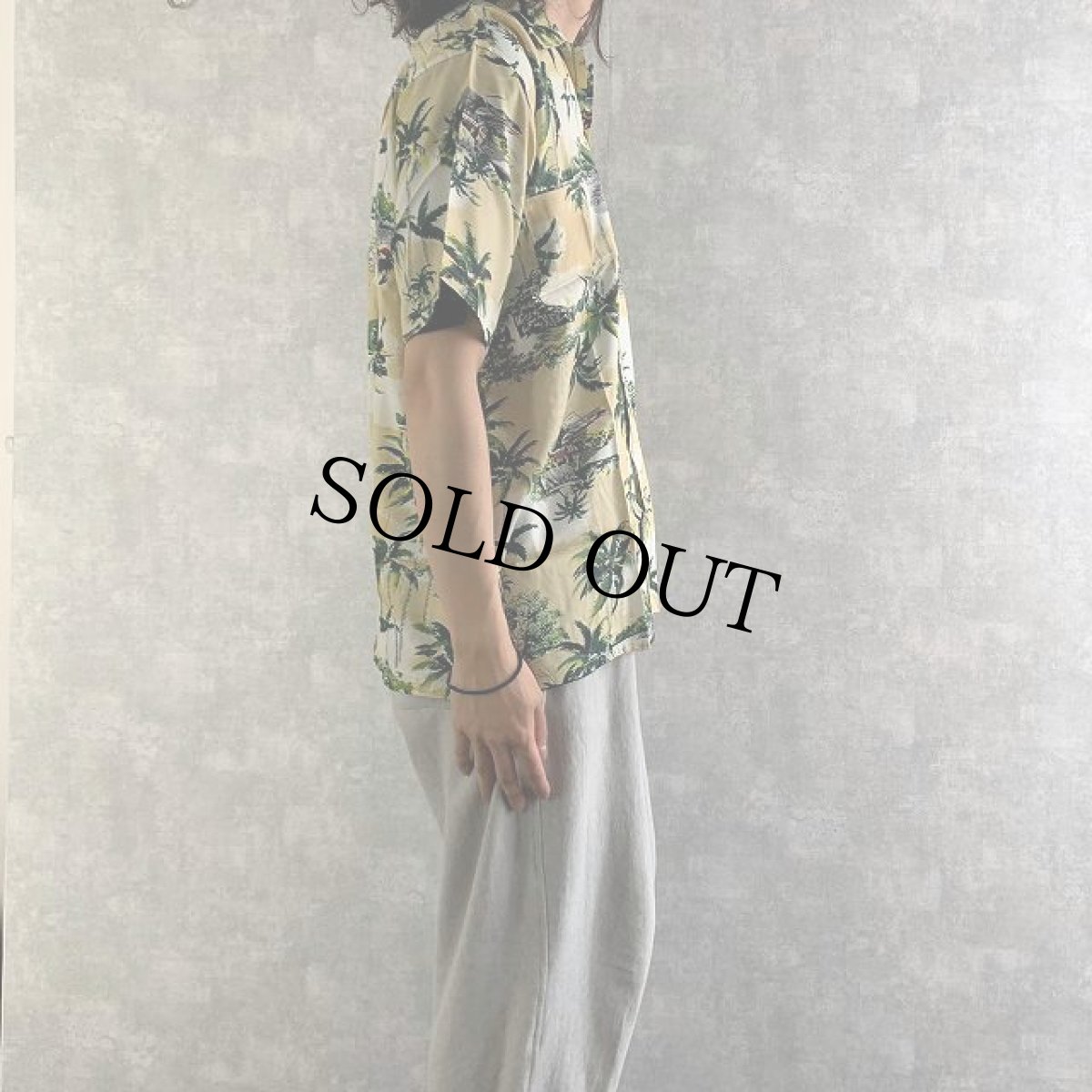 画像5: 60's Japan製 ALOHA SPORTS WEAR ヤシの木 オールオーバーパターン レーヨンアロハシャツ DEADSTOCK L (5)