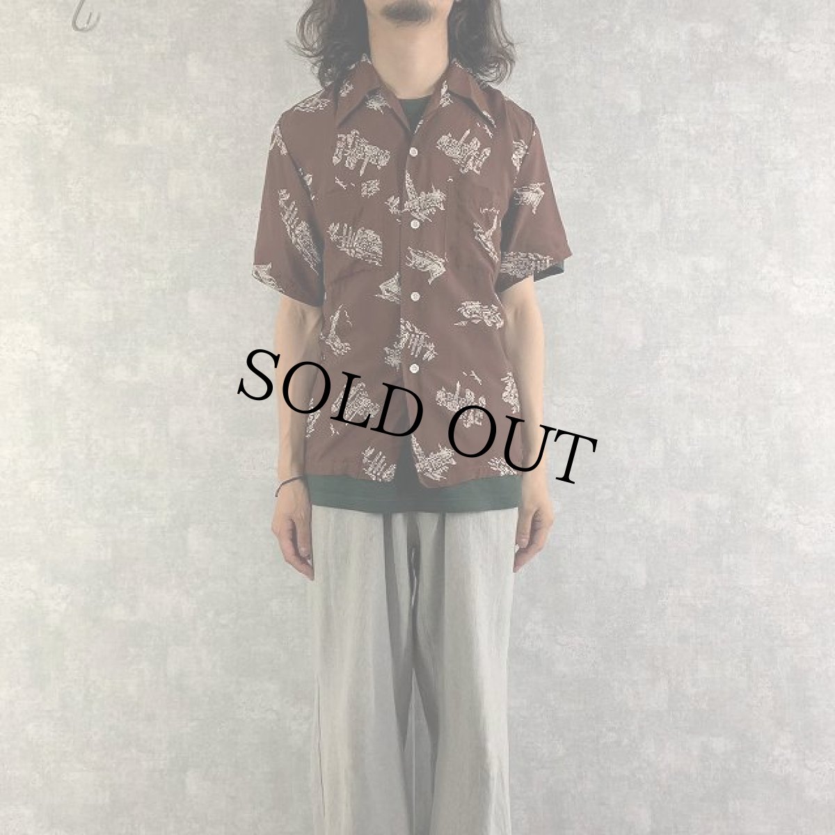 画像3: 60's USA製 gayson 風景柄 オールオーバーパターン レーヨンアロハシャツ 14 1/2 (3)