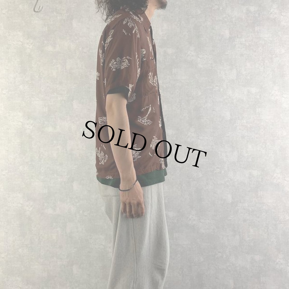 画像4: 60's USA製 gayson 風景柄 オールオーバーパターン レーヨンアロハシャツ 14 1/2 (4)