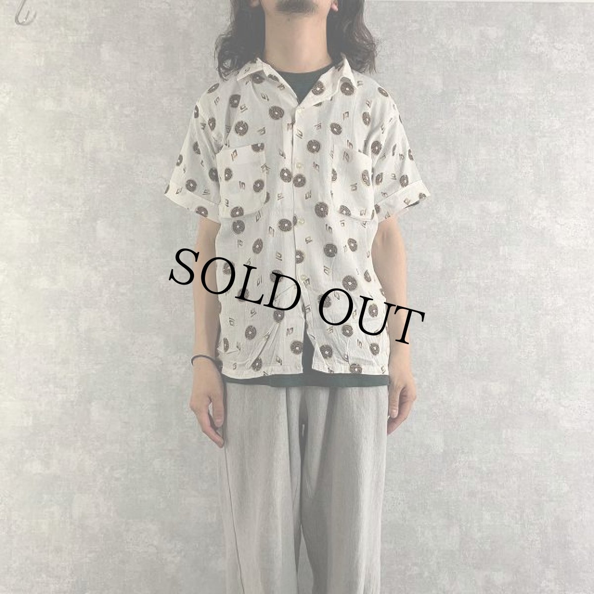 画像3: 70's Town＆Country オールオーバーパターン コットンアロハシャツ L (3)