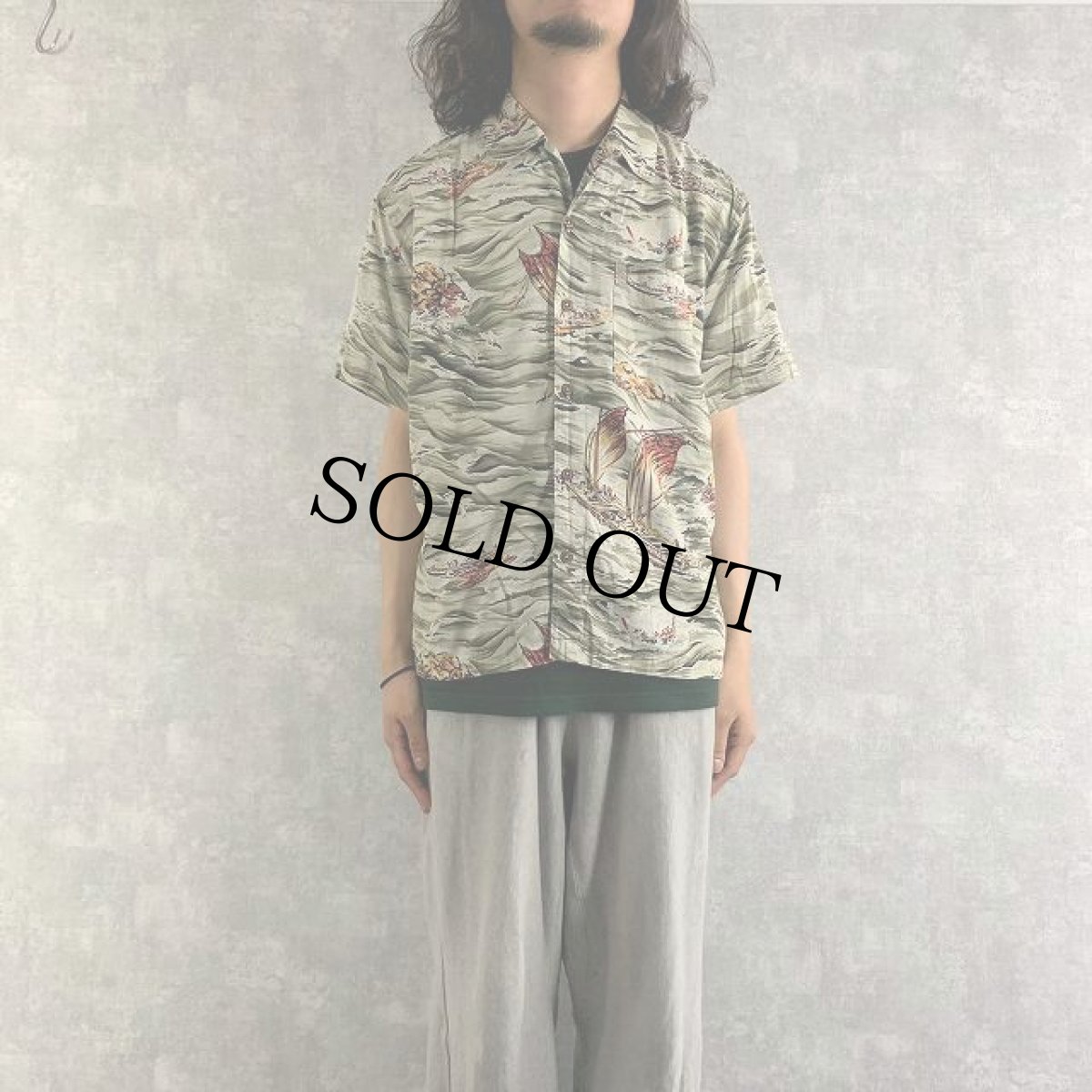 画像3: Patagonia Pataloha 船柄 オールオーバーパターン コットンアロハシャツ S (3)