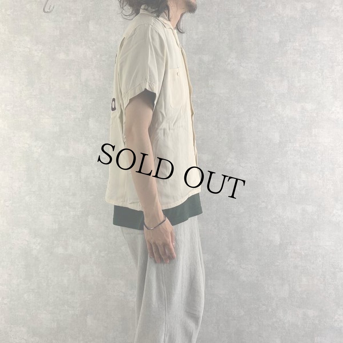 画像4: 60's CALIFORNIA Golden Gate "GRINSTED CHEVRON"  チェーンステッチ レーヨンボーリングシャツ (4)