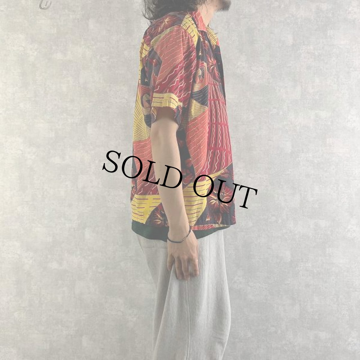 画像4: 50's Surf riders Sports wear ハイビスカス柄 コットンアロハシャツ L (4)