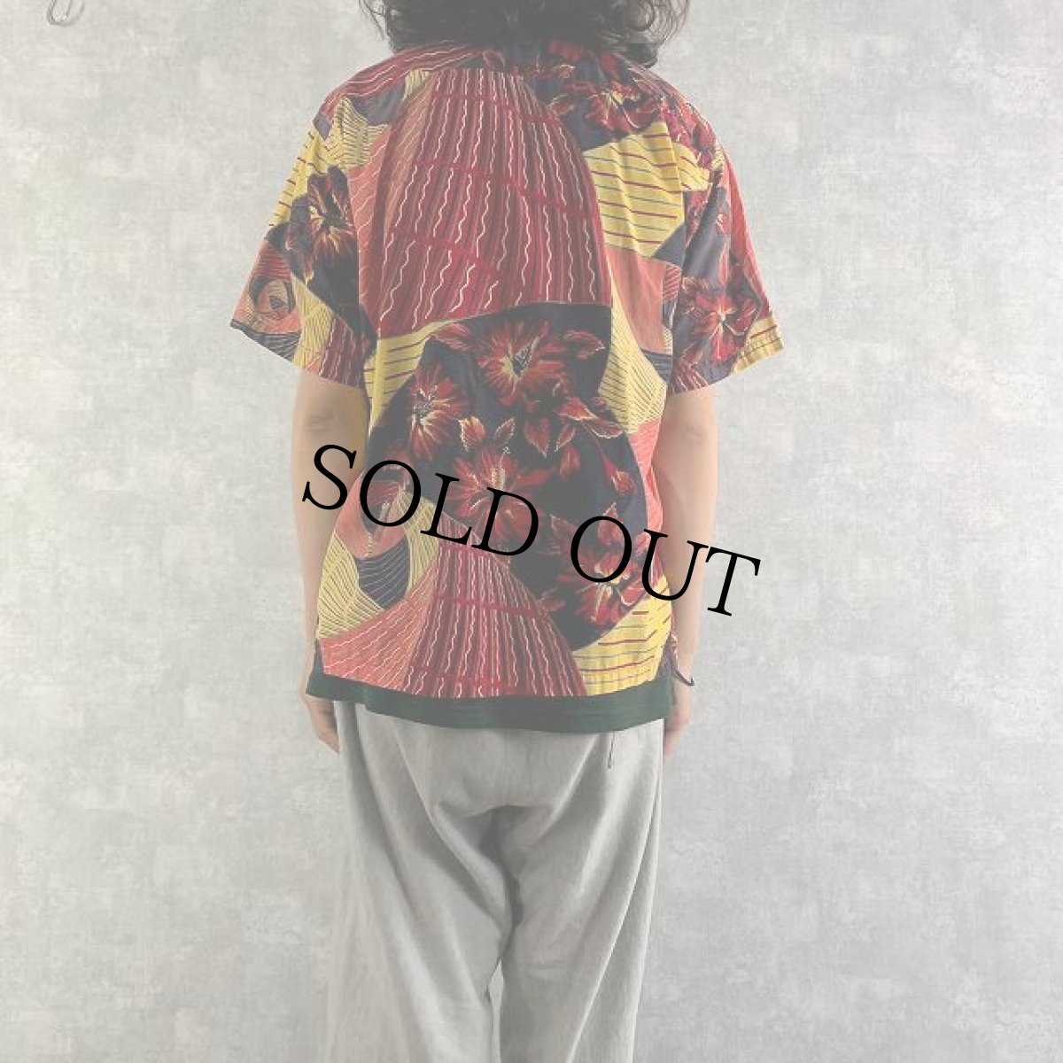 画像5: 50's Surf riders Sports wear ハイビスカス柄 コットンアロハシャツ L (5)