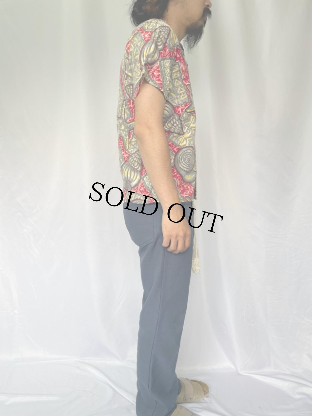 画像3: 50's〜60's シェル柄 オープンカラーコットンアロハシャツ (3)