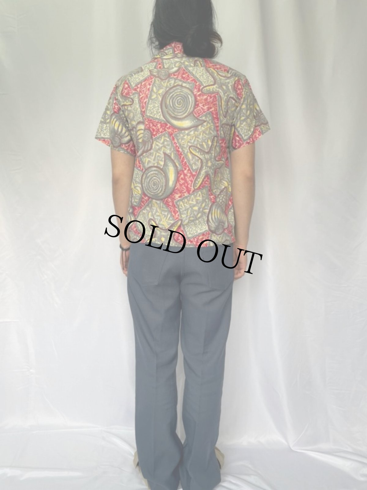 画像4: 50's〜60's シェル柄 オープンカラーコットンアロハシャツ (4)