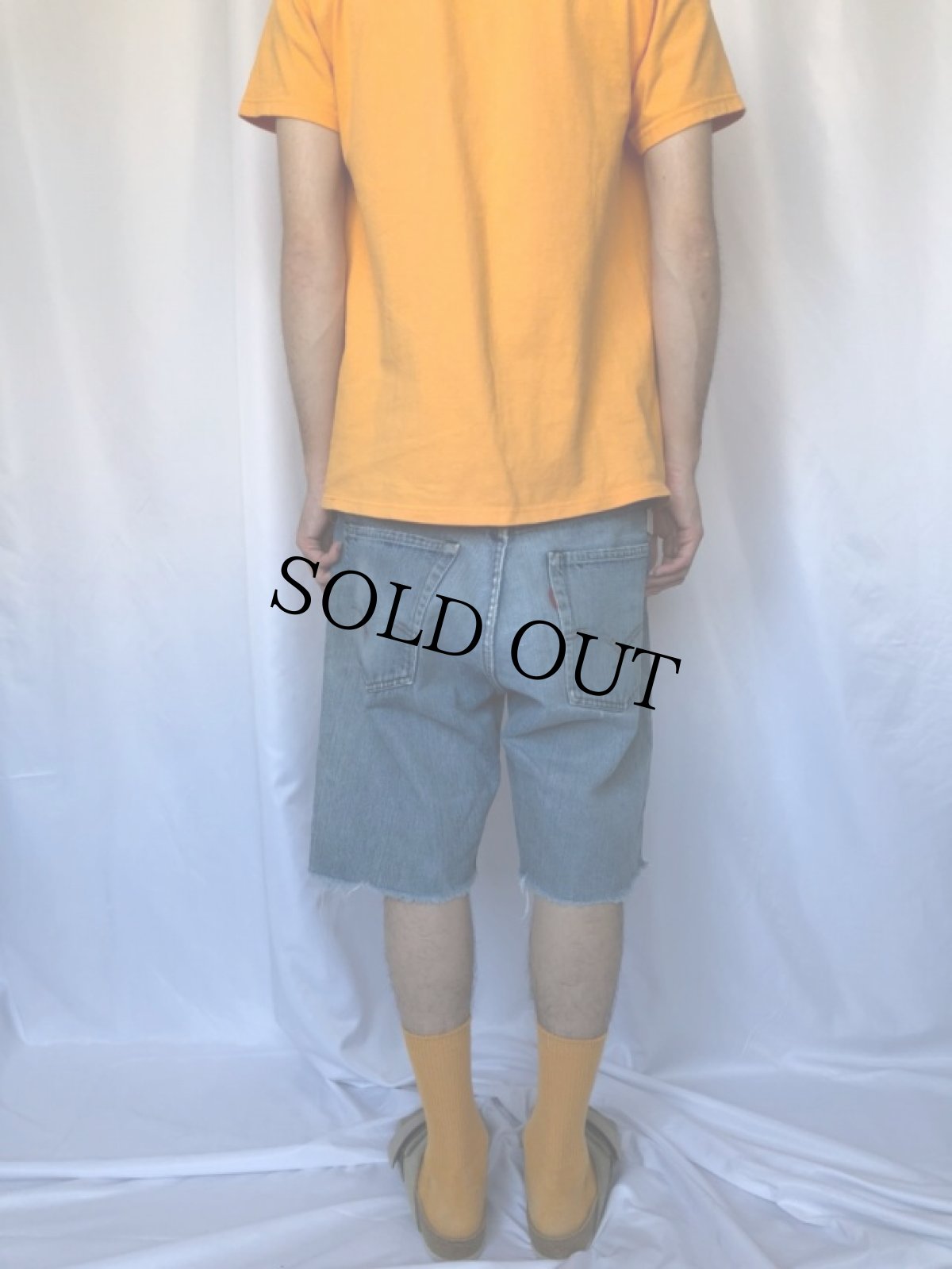 画像4: 70's LEVI'S 505 BIGE カットオフデニムショーツ W35 (4)