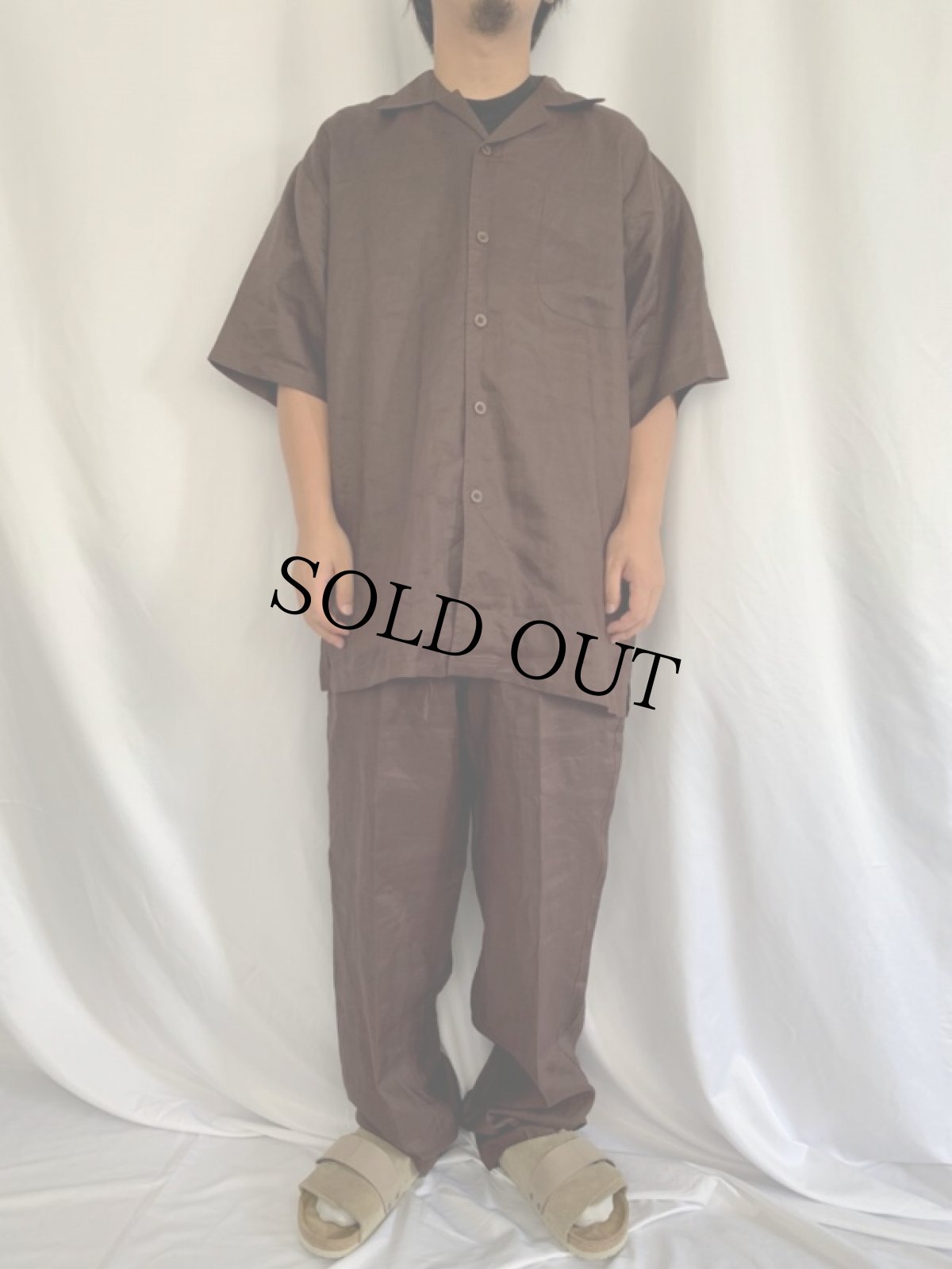 画像2: Godbody Collection リネン オープンカラーシャツ&パンツ SETUP (2)