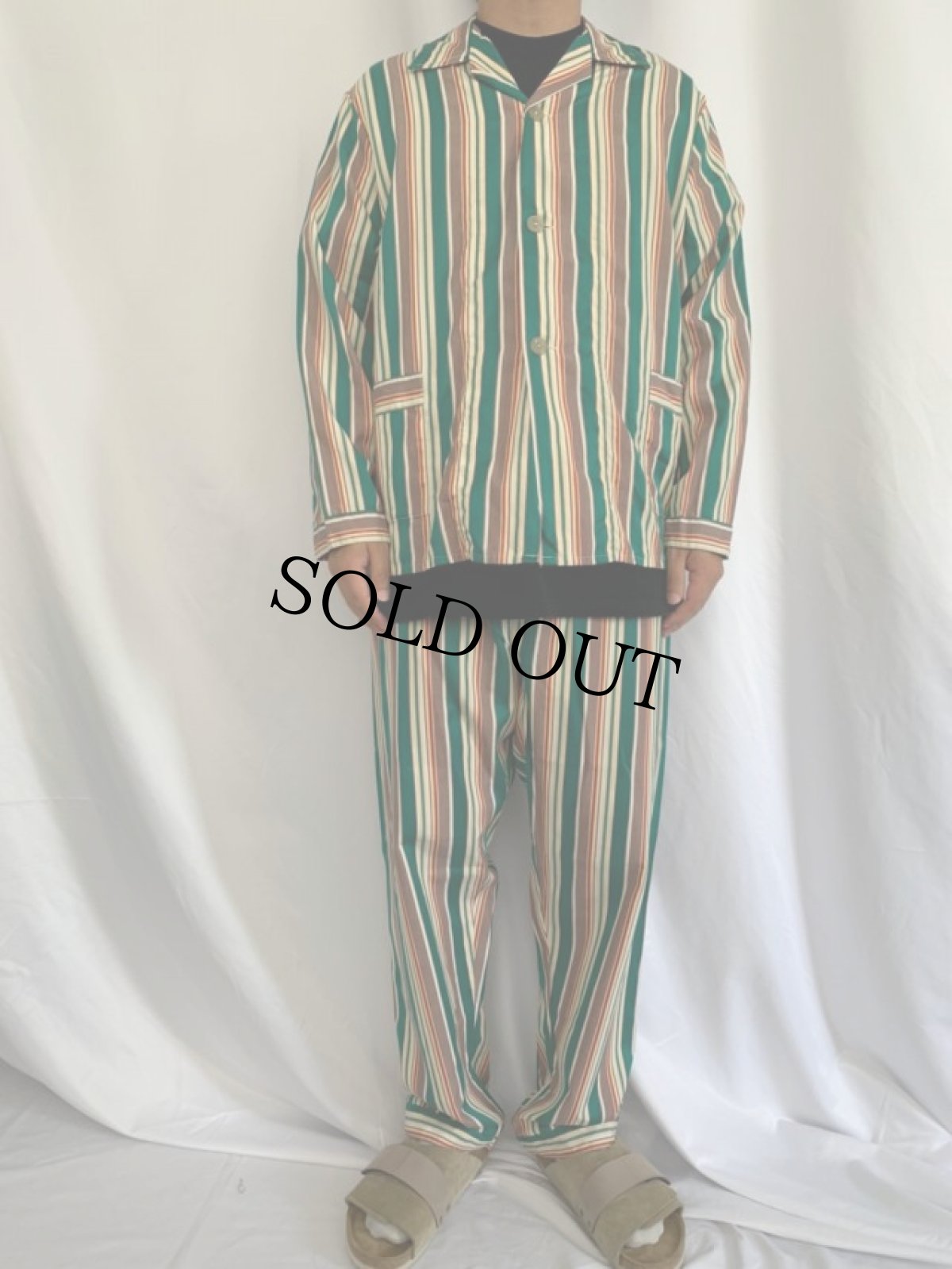 画像2: DcciKlany マルチストライプ柄 オープンカラーシャツ&パンツ SETUP (2)
