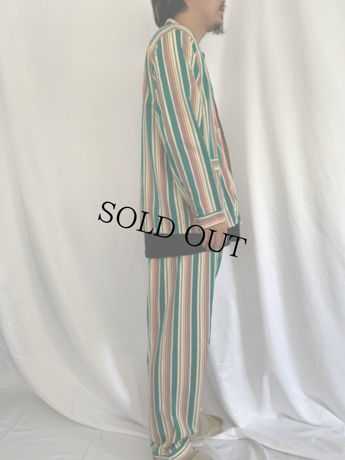 画像3: DcciKlany マルチストライプ柄 オープンカラーシャツ&パンツ SETUP (3)