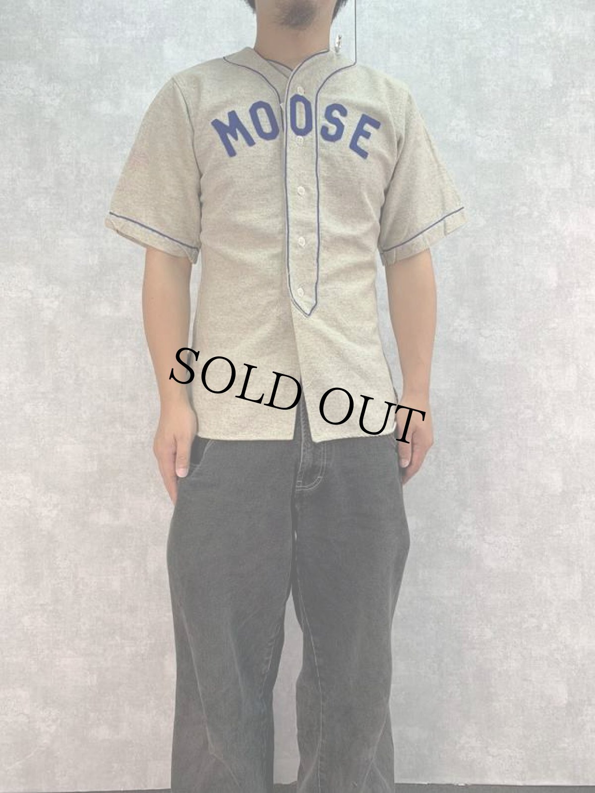 画像2: 50's "MOOSE" ウールベースボールシャツ 34 (2)