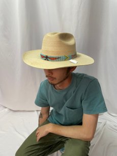画像2: 70's Atwood Hat Company メキシカンビーズベルト付き オープンロード ストローハット (2)