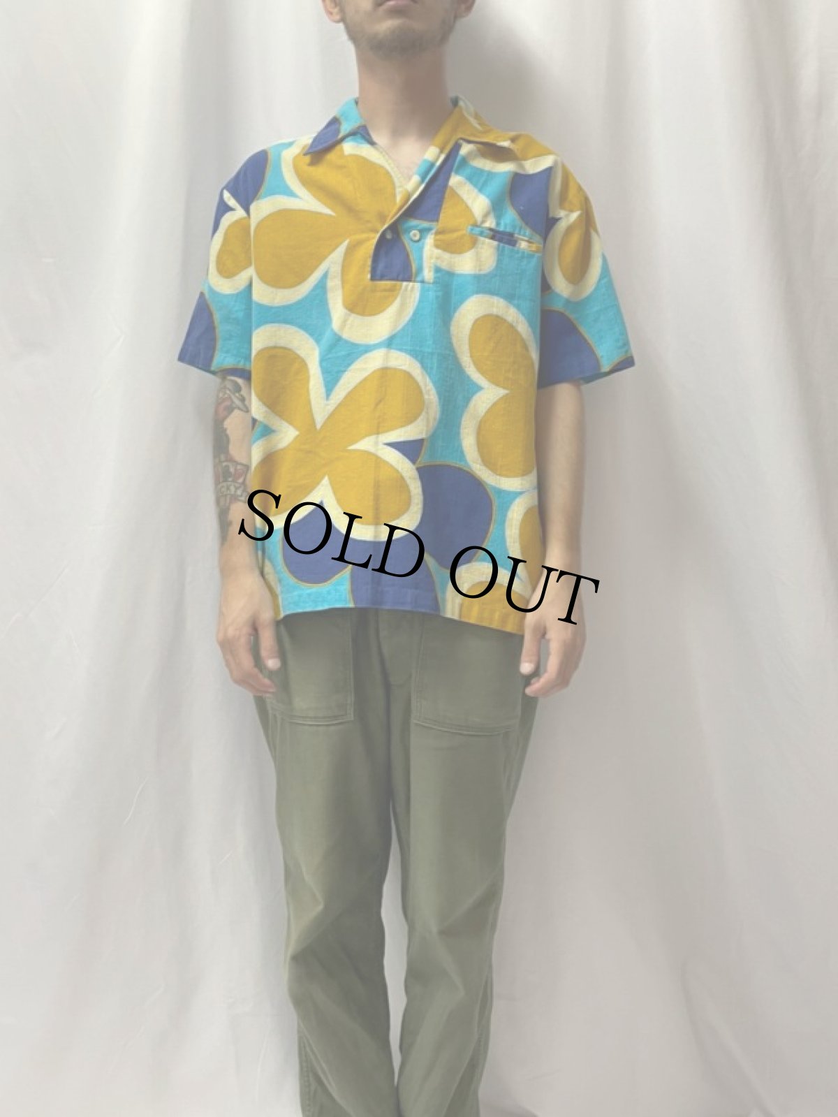 画像2: 70's MALIHINI 花柄コットンアロハシャツ (2)