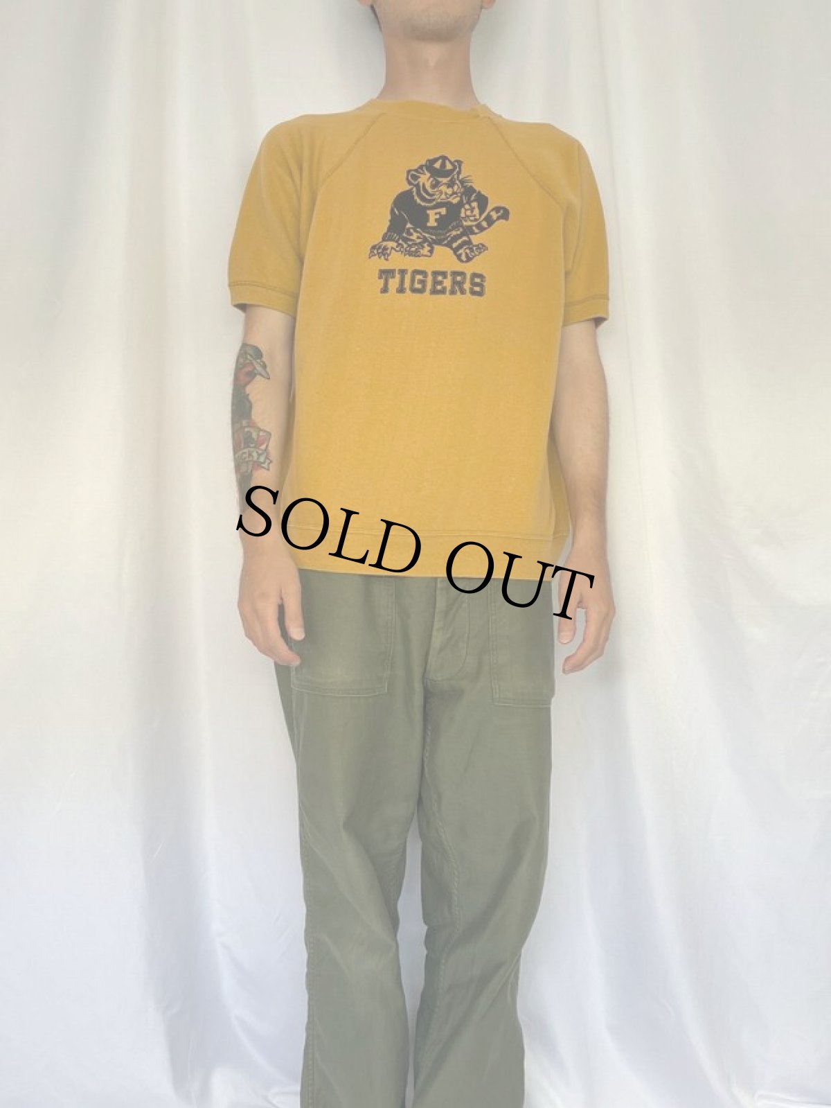 画像2: 60's "TIGERS" フロッキープリント 半袖スウェット (2)