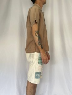 画像3: 50's Lancer 刺繍デザイン オープンカラーコットンシャツ M (3)
