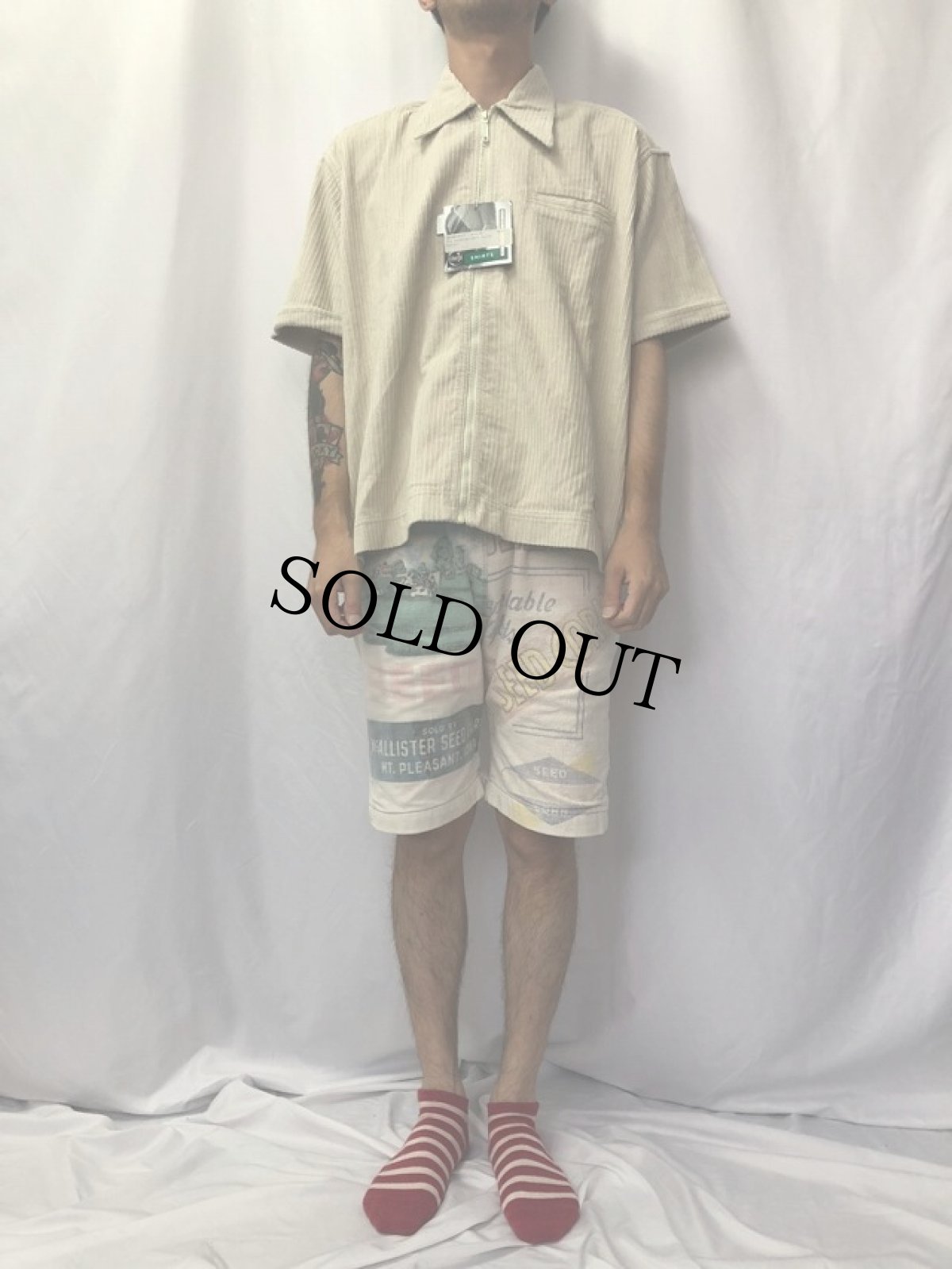 画像2: Levi's SILVER TAB 紙タグ付き コーデュロイ 半袖ZIPシャツ L DEADSTOCK (2)