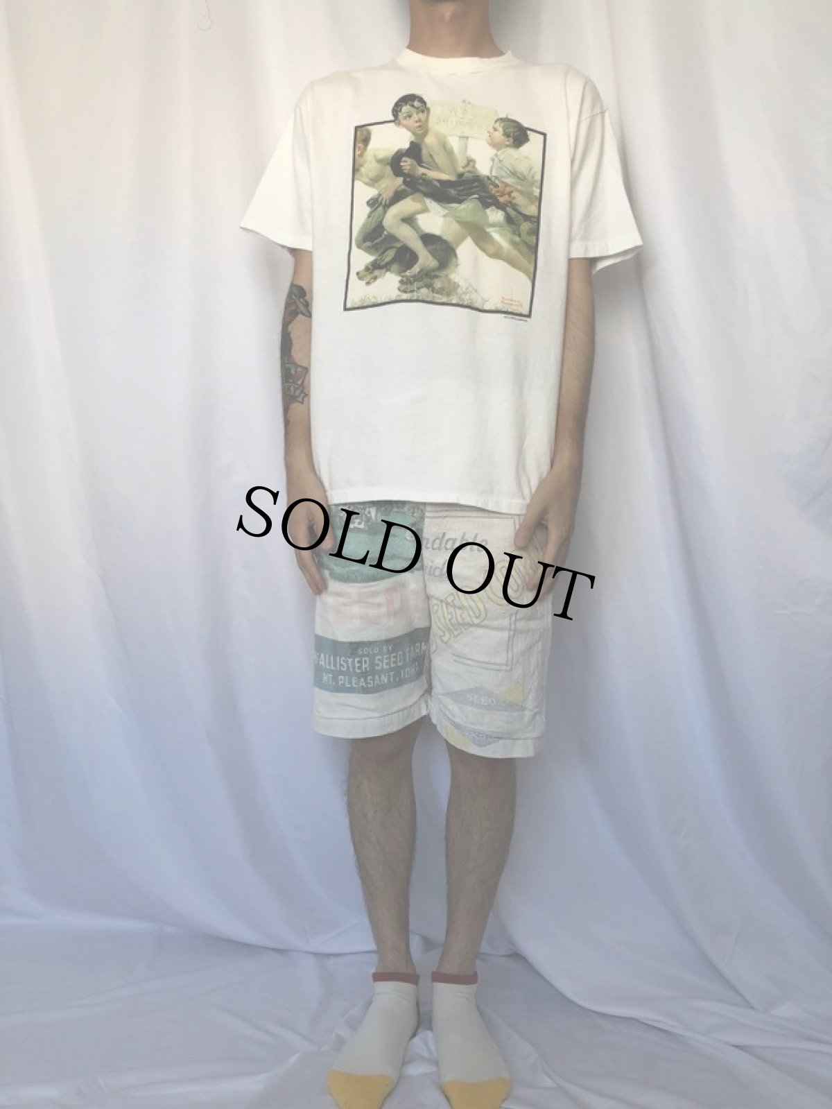 画像2: 90's Norman Rockwell USA製 アートプリントTシャツ L (2)