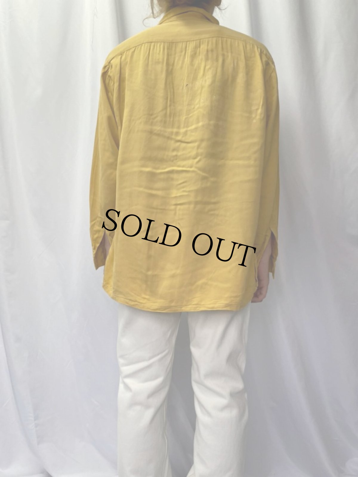 画像5: 60's Air flo ボーリングボタン レーヨン長袖ボーリングシャツ L (5)