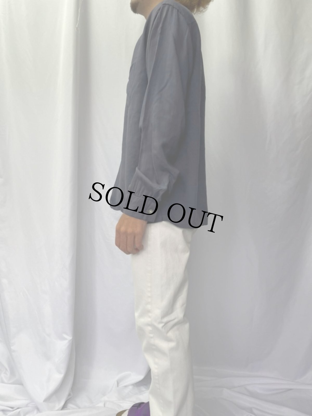 画像3: 60's CAMPUS 3点留ボタンダウン ブルーグレー レーヨンボックスシャツ L (3)