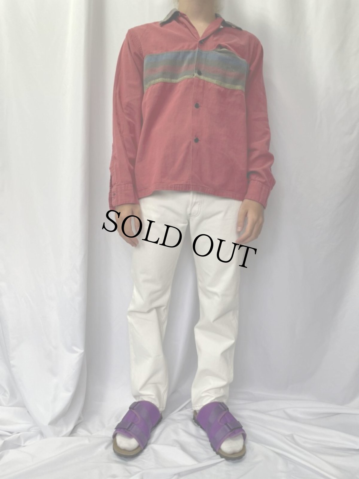 画像2: 60's Van Heusen オープンカラーコットンシャツ M (2)