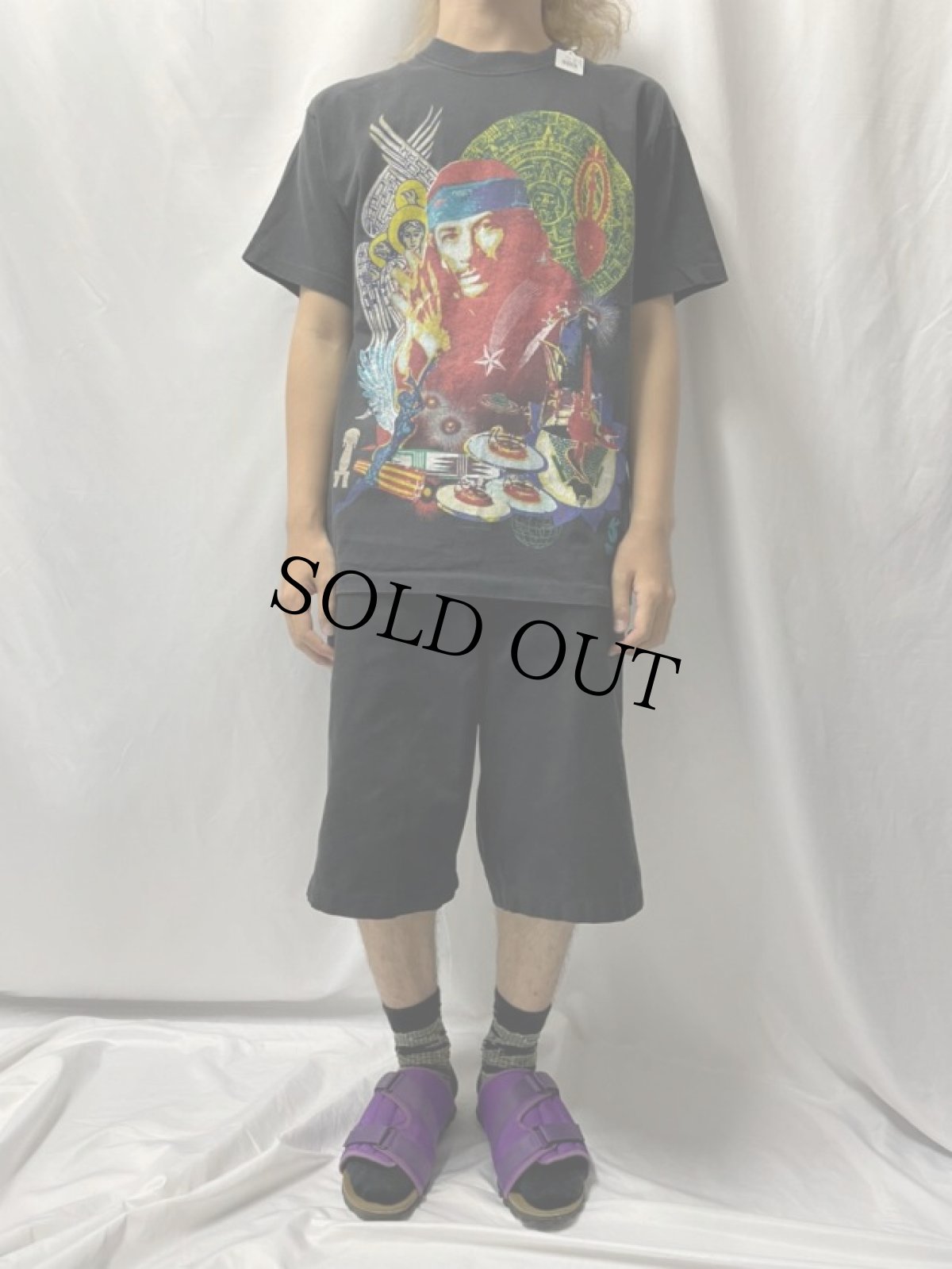 画像2: 90's SANTANA ラテンロックバンドTシャツ L (2)