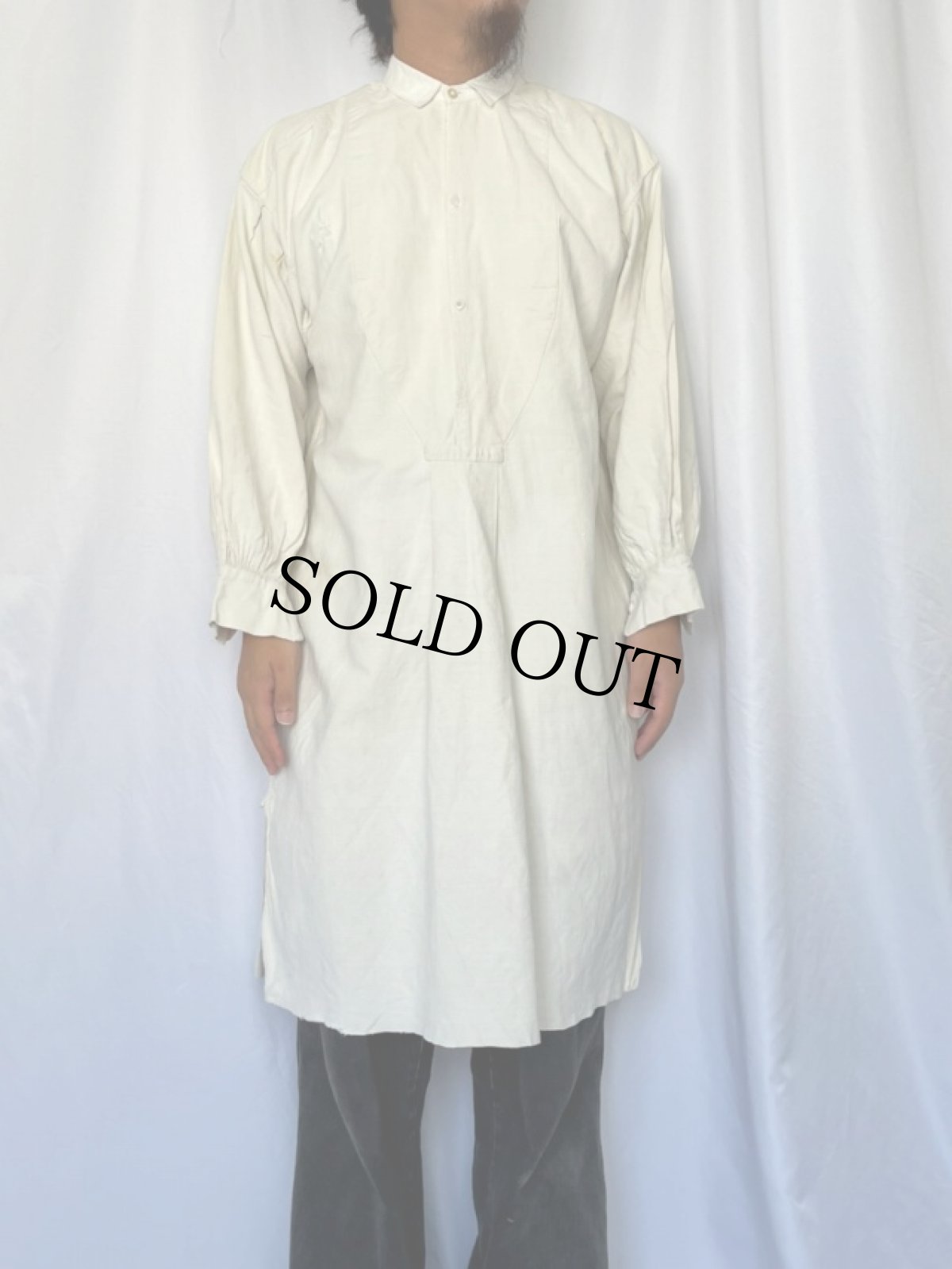 画像2: 1900〜1920s French Antiques リネンスモックシャツ (2)