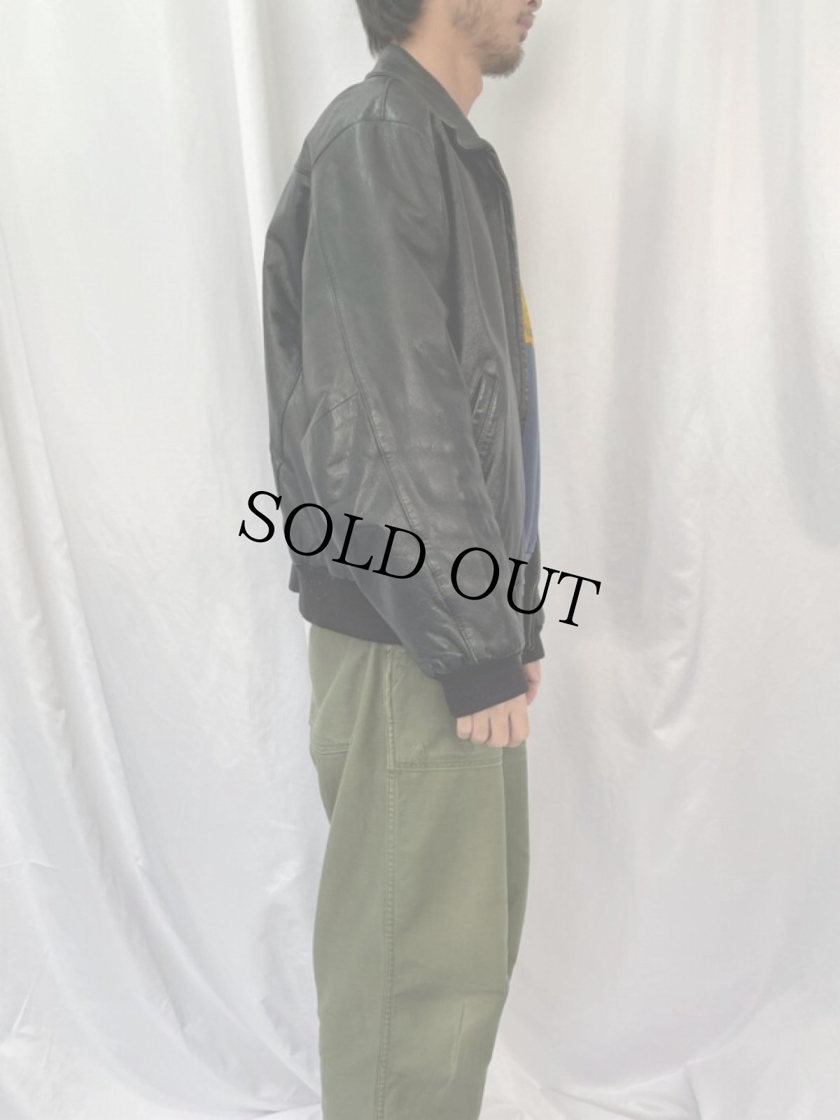 画像3: 80's BANANA REPUBLIC レザージャケット ブラック L (3)