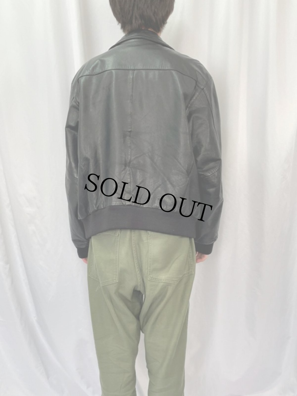 画像4: 80's BANANA REPUBLIC レザージャケット ブラック L (4)