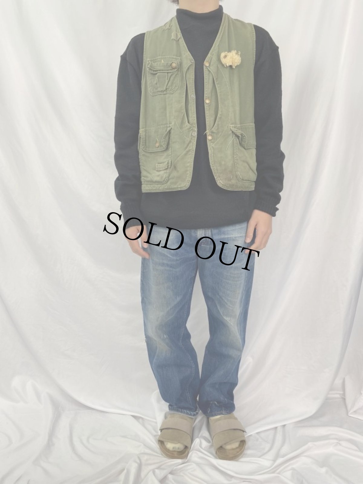 画像2: 60's L.L.Bean 筆記体タグ モールスキン ハンティング/フィッシングベスト (2)