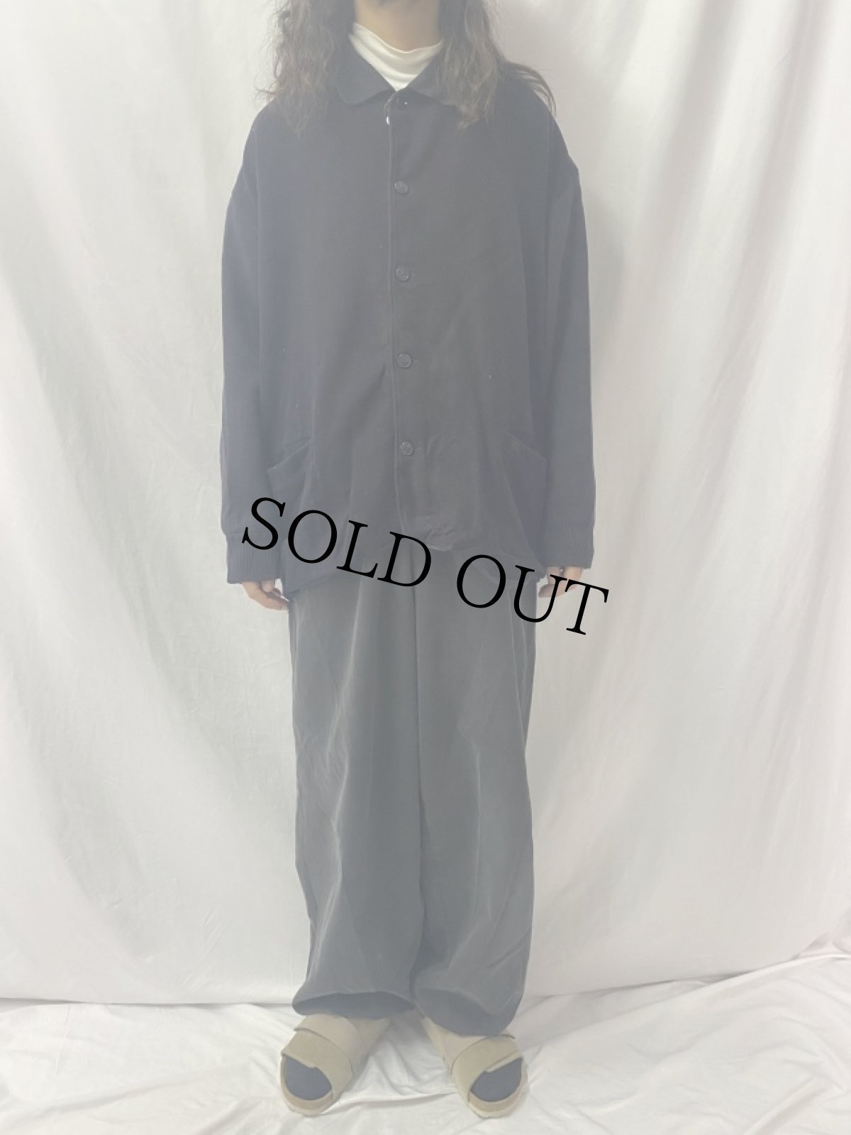 画像2: 80〜90's Burberrys ロゴ刺繍 ニット切り替え ウールジャケット NAVY (2)