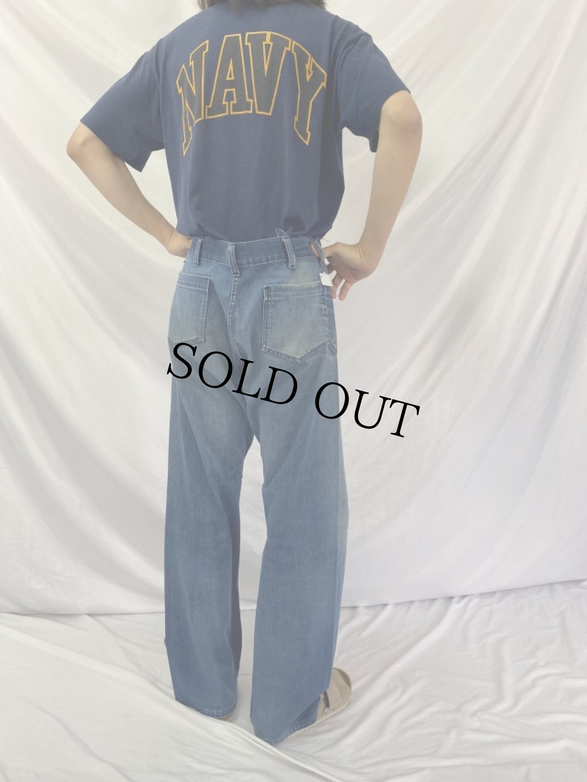 画像4: 70's navdungaree 巻きデニムセーラーパンツ W36 (4)