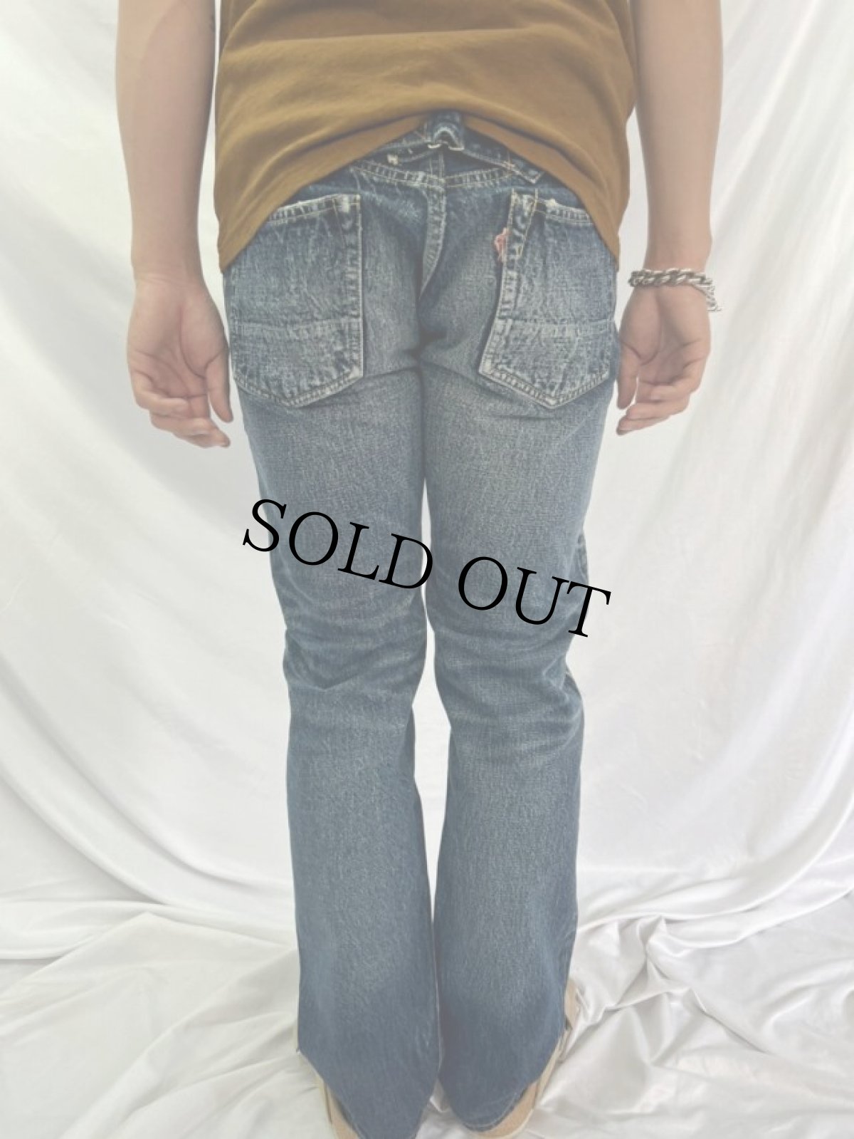 画像4: KAPITAL バックルバック パッチワークデニムパンツ W29 (4)