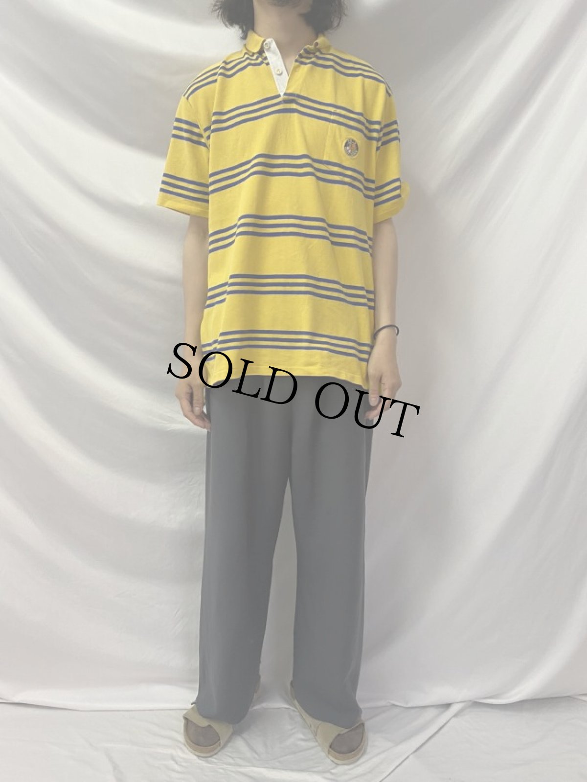 画像2: POLO Ralph Lauren クッキーパッチ ボーダー柄ポロシャツ L (2)