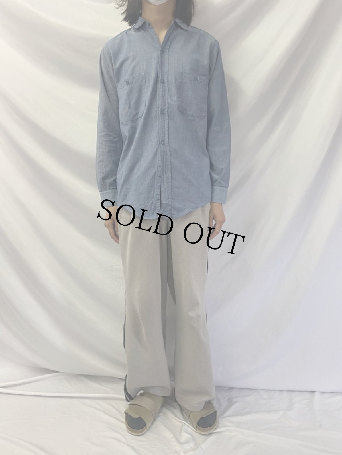 画像3: 60's RIVERSIDE USA製 "AKΛ" シャンブレーワークシャツ (3)