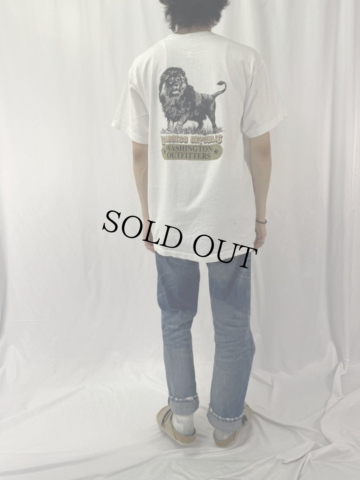 画像4: 90's WARRIOR REPUBLIC USA製 ライオンプリント パロディTシャツ XL (4)
