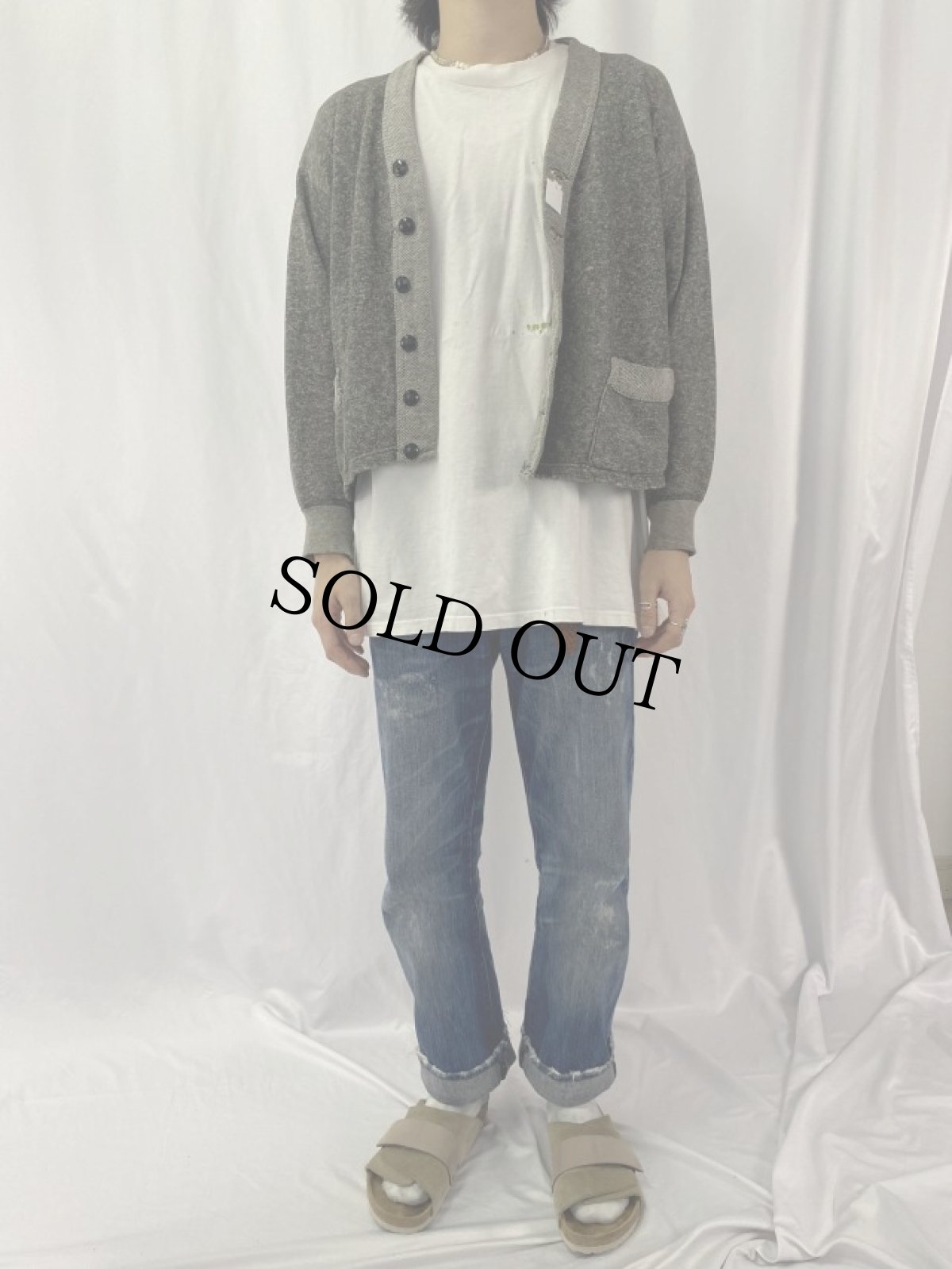 画像2: 40〜50's パチポケゴマ塩 スウェットカーディガン (2)