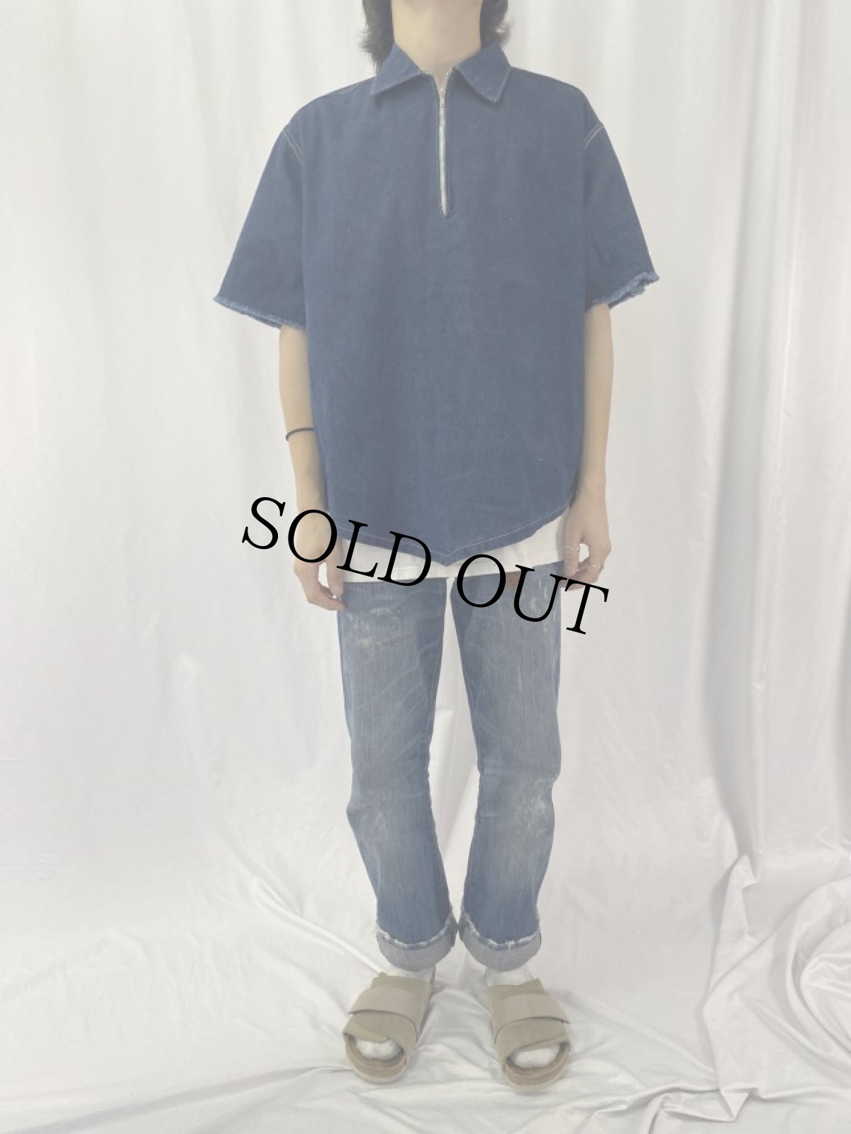 画像2: VINTAGE ハンドメイド プルオーバーデニムシャツ (2)