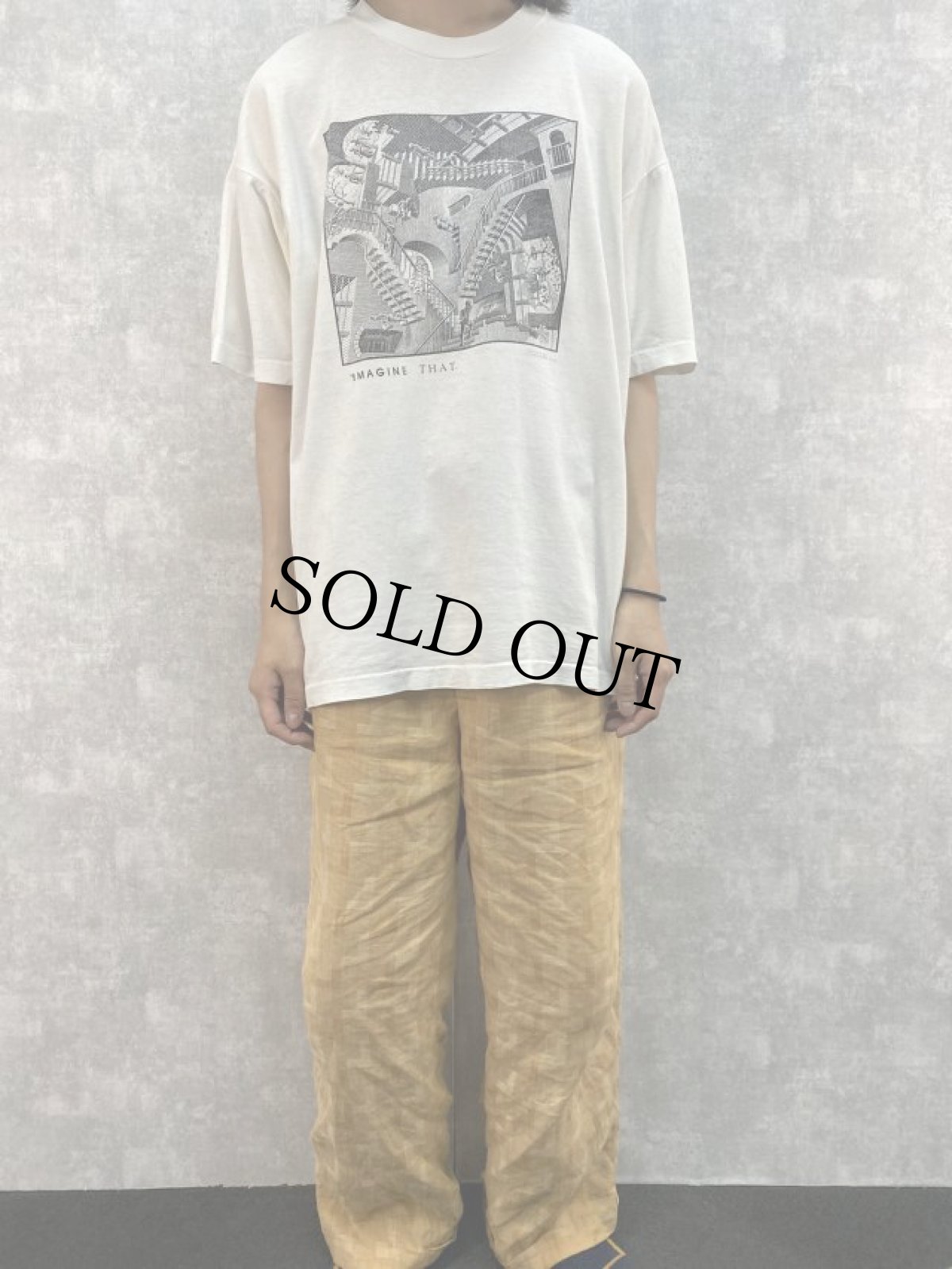 画像2: 90's M.C. Escher USA製 "相対性" アートプリントTシャツ XL (2)